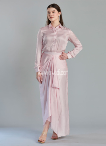 Exquisite Light Pink Indowestern Lehenga Choli