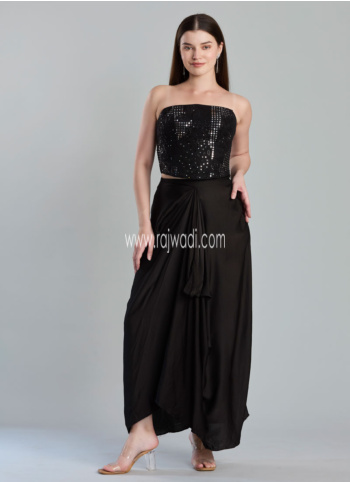 Black Sequins Embroidered Indowestern Set