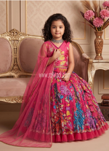 Pink Digital Printed Crepe Silk Lehenga Choli