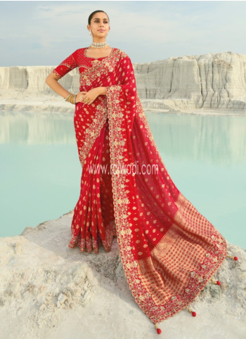 Rust Color Dola Silk Saree