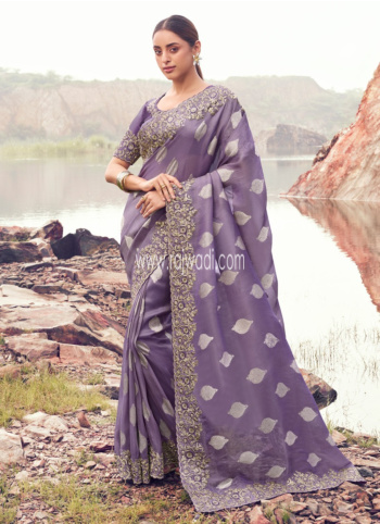 Beautiful Light Purple Banarasi Silk Saree