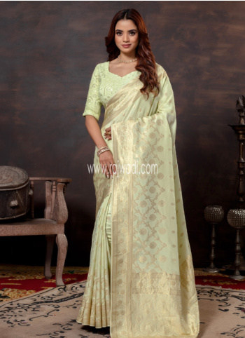 Beautiful Pista Green Silk Saree