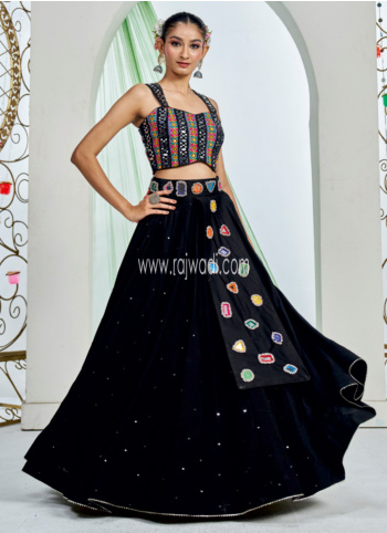 Black Georgette Embroidered Chaniya Choli