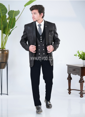 Black Imported Fabric Tuxedo Suit For Men