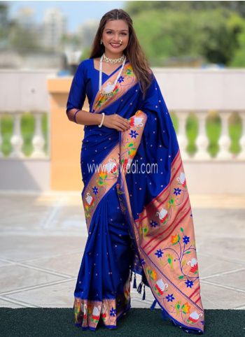 Blue Paithani Silk Festive Wear Saree
