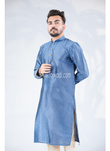 Blue Silk ReadyMade Kurta Pajama