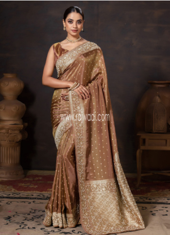 Brown Woven Banarasi Silk Saree