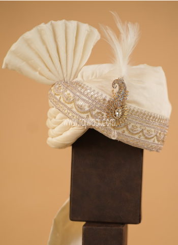 Chanderi Cotton Cream Rajwadi Style Turban