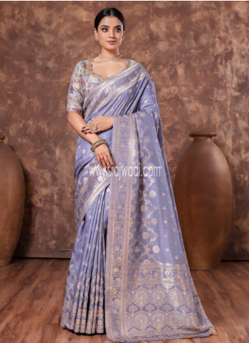 Lavender Woven Banarasi Silk Choli Saree