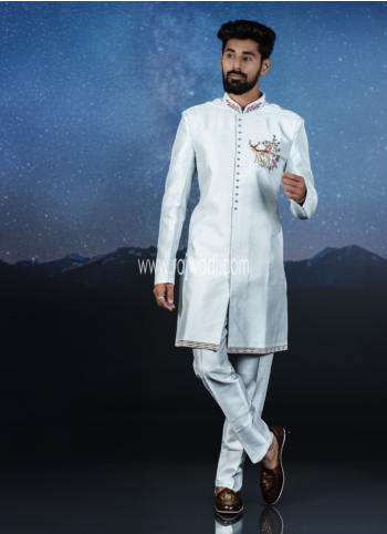 Designer Light Blue Indowestern Set