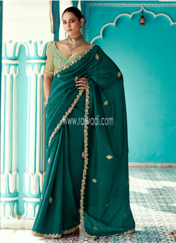 Green Chiffon Silk Saree