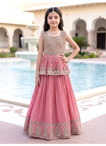 Pink Chiffon Embroidered Lehenga Choli