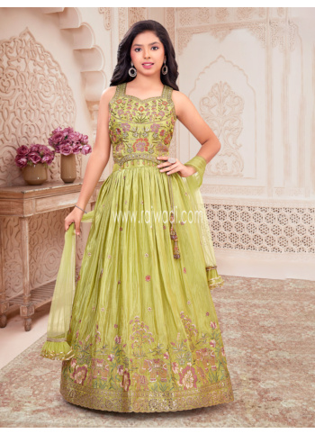 Pista Green Silk Lehenga Choli With Dupatta