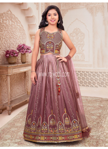 Onion Pink Silk Lehenga With Embroidered Choli