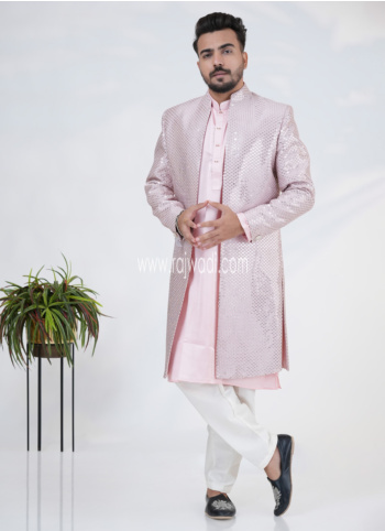 Pink Indowestern Set With Jacket