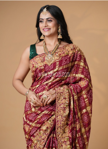 Pure Chanderi Silk Bandhani Gharchola Saree