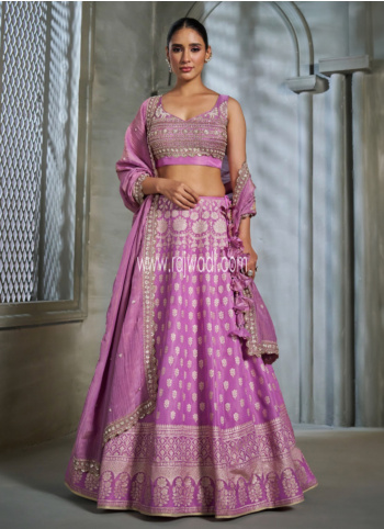 Purple Silk Embroidered Lehenga Choli For Wedding