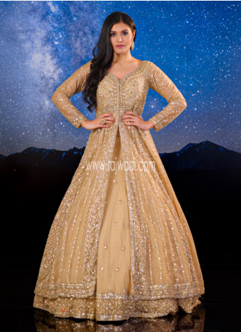 Radiant Gold Net Wedding Lehenga Choli With Dupatta