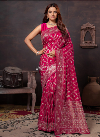 Rani Embroidered Silk Saree