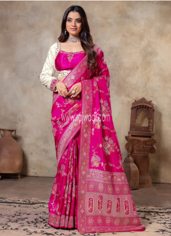 Rani Woven Banarasi Silk Choli Saree