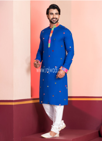 Royal Blue Embroidered Kurta Pajama