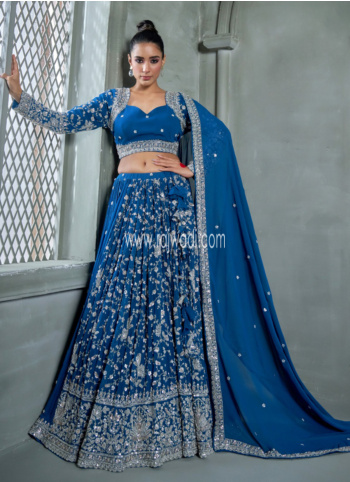 Timeless Elegance of Embroidered Lehenga Choli In Blue