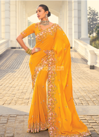 Wedding Special Orange Silk Saree