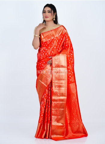 Traditional Orange Kanjivaram Saree