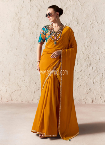 Traditional Crepe Silk Orange Color Saree