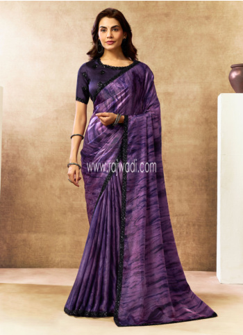 Festive Wear Purple Satin Silk Saree