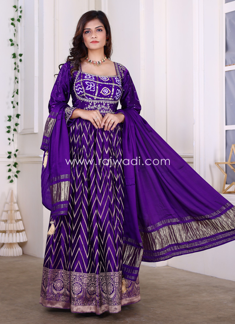 dark purple anarkali dress Buy Purple Anarkali Dress In Art Silk With Embroidery Unstitched