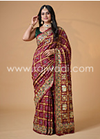 Maroon Bridel Wear Gharchola Saree In Chanderi Silk