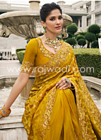 Mustard Yellow Tissue Silk Saree With Embroidery Work