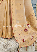 Wedding Special Chiku Color Pure Kanjivaram Silk Saree