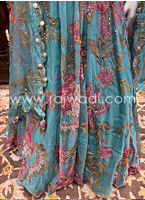 Aqua Color Embroidered Organza Lehenga Choli
