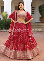 Crimson Color Embroidered Georgette Lehenga Choli