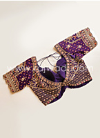 Purple Color Embroidered Silk Saree With Readymade Choli
