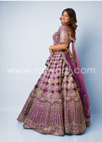 Purple Embroidered Silk Lehenga Choli