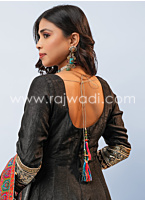 Black Embroidered Georgette Anarkali Suit With Dupatta