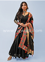Black Embroidered Georgette Anarkali Suit With Dupatta