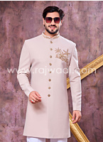 Beige Lachka Fabric Indowestern Set