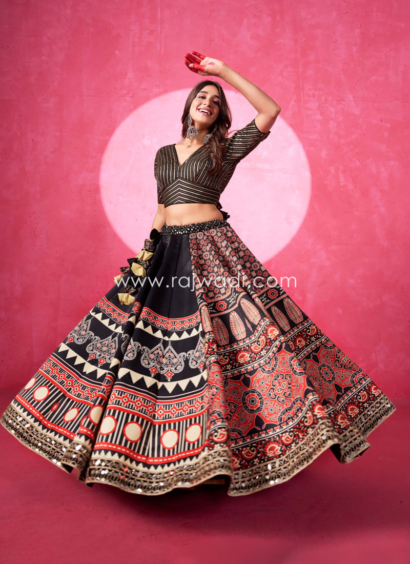 Black Embroidered Cotton Silk Chaniya Choli