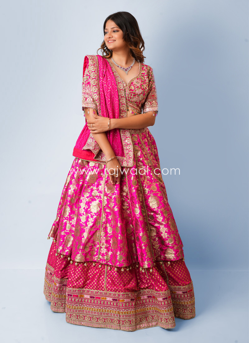 Rani Color Embroidered Silk Lehenga Choli