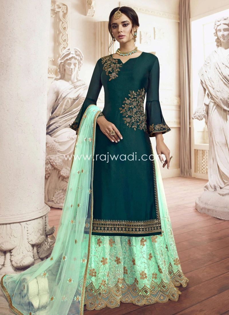 green emerald velvet dress Handloom Cotton Dress Material  Lux Green & Dark Blue Color