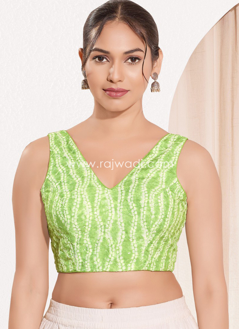 Pista Green Designer Readymade Blouse